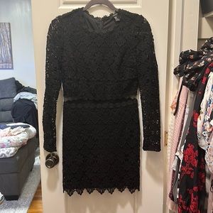 Black Crotchet Long Sleeve Dress